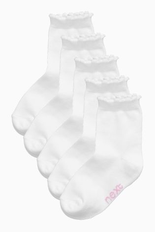 White Picot Socks Five Pack (Younger Girls)